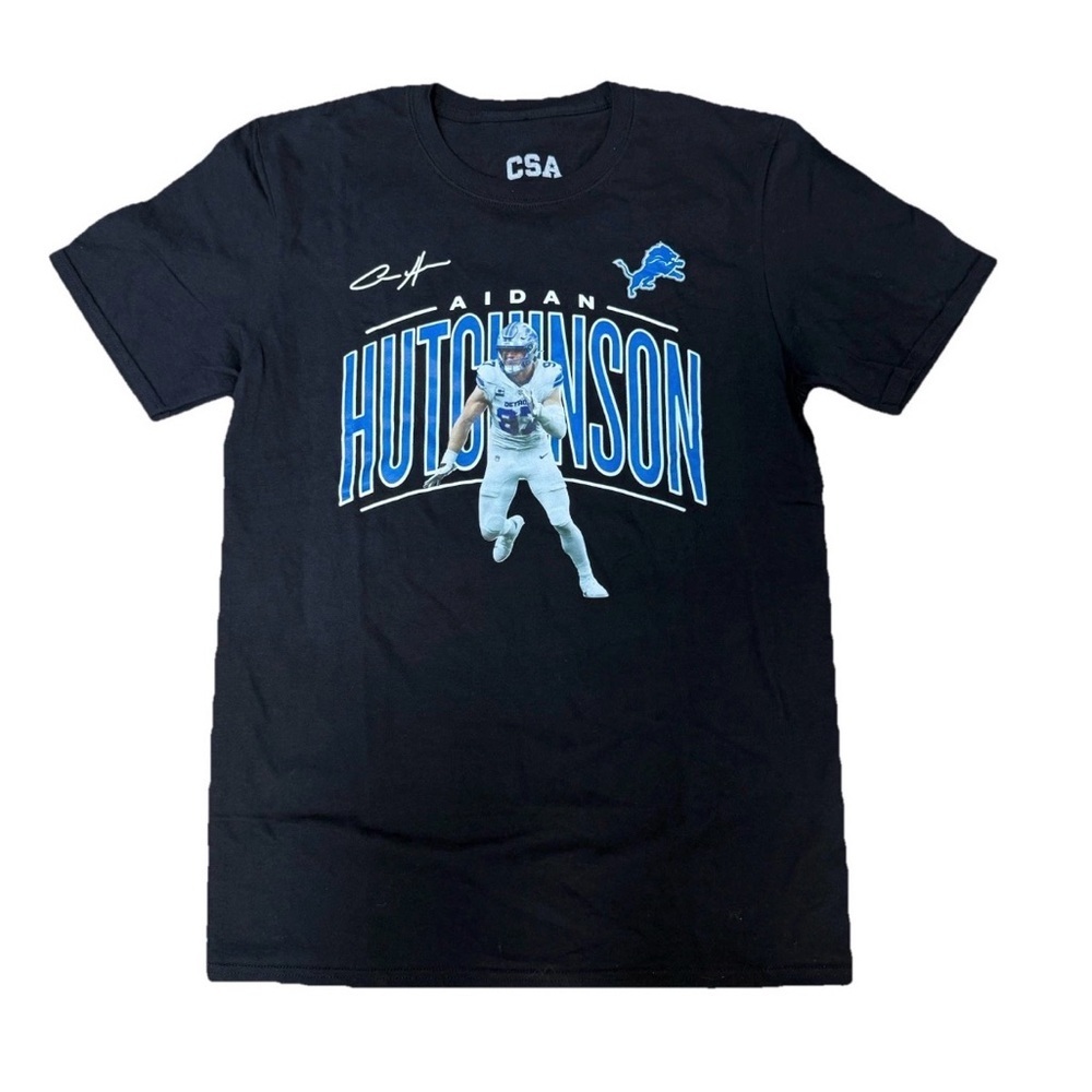 NWT DETROIT LIONS Aidan Hutchinson T-Shirt Adult L  Black Short Sleeve NFL
